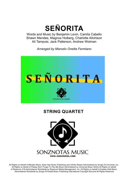 Senorita Shawn Mendes And Camila Cabello String Quartet Score And Parts Sheet Music