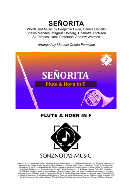 Free Sheet Music Senorita Sheet Music For Flute And Horn In F Score And Parts