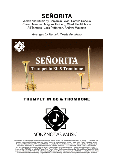 Free Sheet Music Senorita Sheet Music For Trumpet In Bb And Trombone Score And Parts