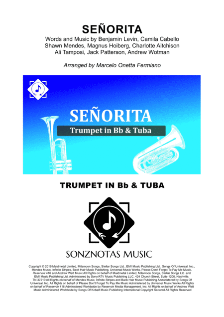 Senorita Sheet Music For Trumpet In Bb And Tuba Score And Parts Sheet Music