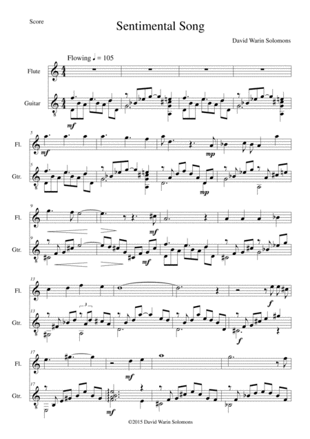 Sentimental Song For Flute And Guitar Sheet Music