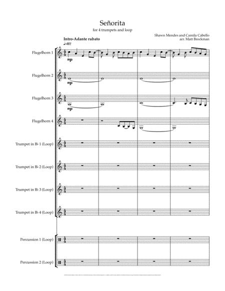 Free Sheet Music Seorita For 4 Trumpets And Loop