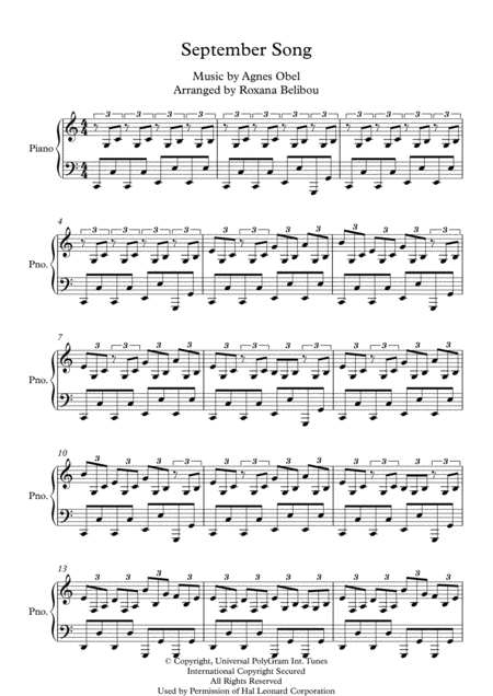 September Song Piano Sheet Music