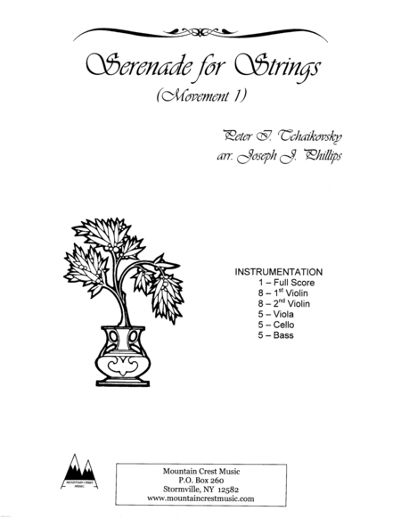 Serenade For Strings Movement 1 Score Sheet Music