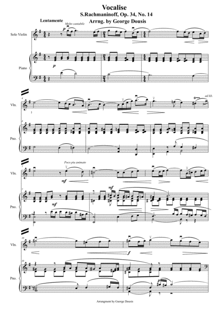 Free Sheet Music Sergei Rachmaninoff Vocalise