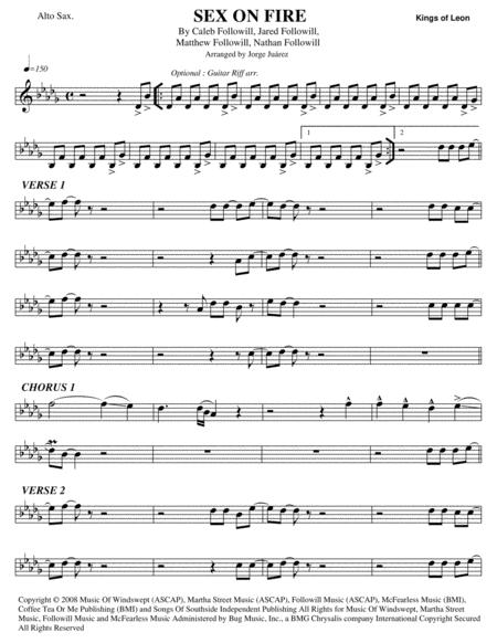 Sex On Fire Alto Sax Sheet Music