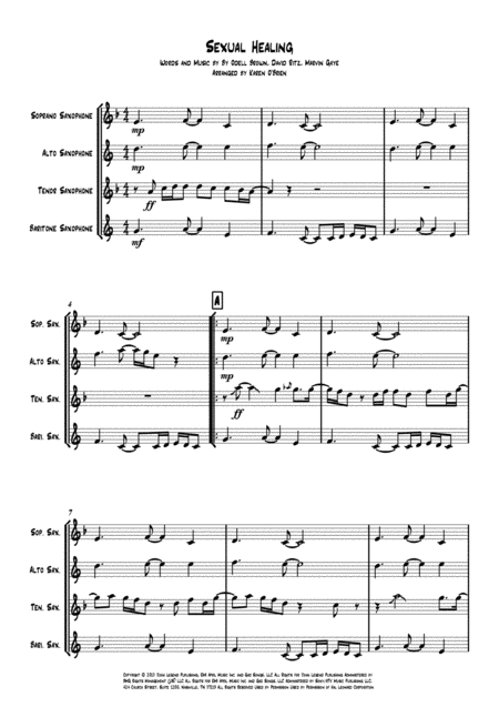 Sexual Healing Sax Quartet Sheet Music