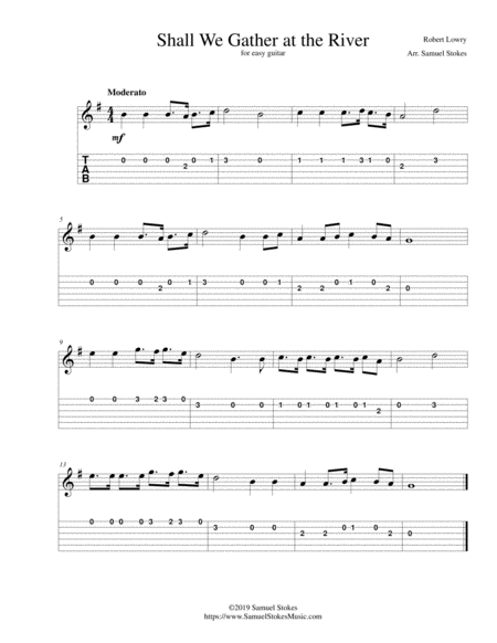 Free Sheet Music Shall We Gather At The River For Easy Guitar With Tab