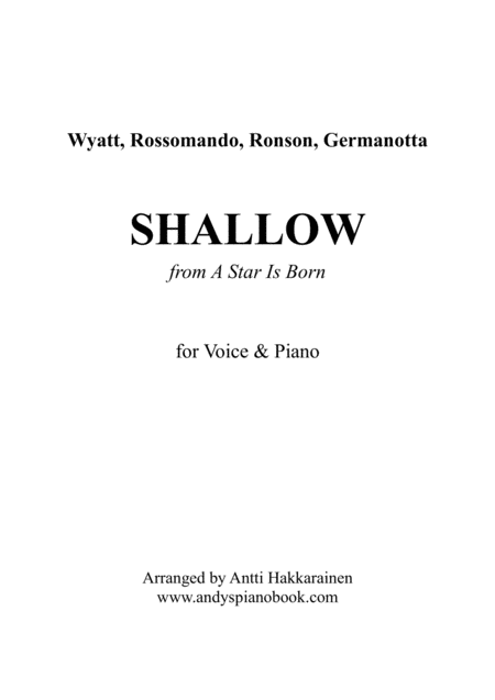 Free Sheet Music Shallow From A Star Is Born Voice Piano