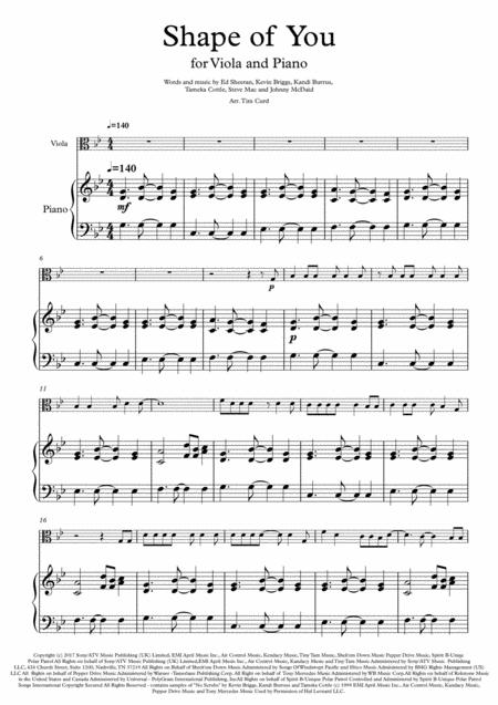 Shape Of You For Viola And Piano Sheet Music