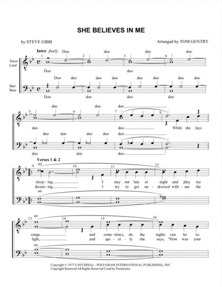 She Believes In Me Ttbb Sheet Music