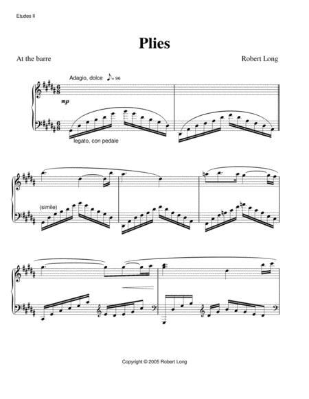 Sheet Music For Ballet Class Plies From Etudes Ii Album By Robert Long Sheet Music