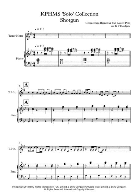 Free Sheet Music Shotgun Solo For Horn In Eb Piano In Bb Major