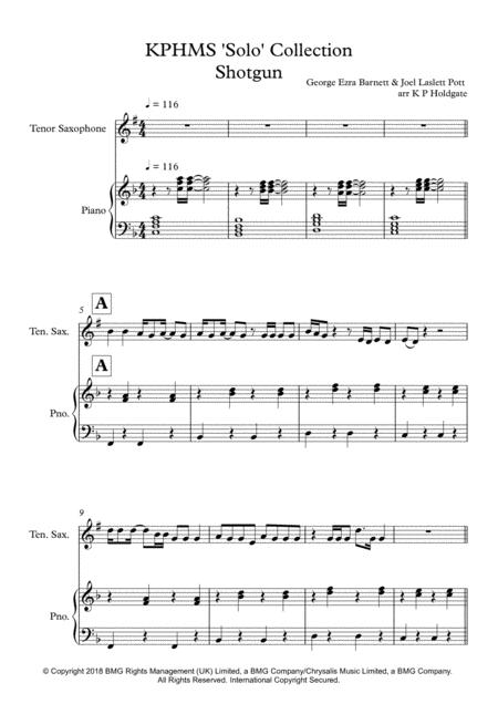 Free Sheet Music Shotgun Solo For Tenor Sax Piano In F Major