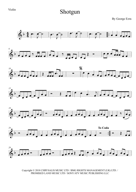 Free Sheet Music Shotgun Violin Solo