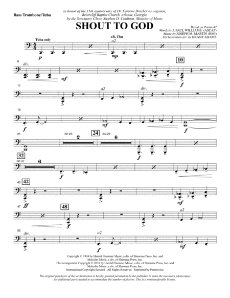 Free Sheet Music Shout To God Bass Trombone Tuba