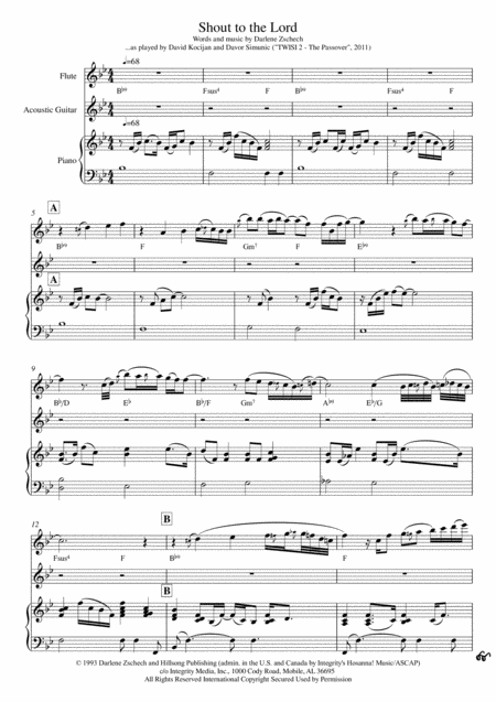 Free Sheet Music Shout To The Lord Piano Flute Guitar Chords