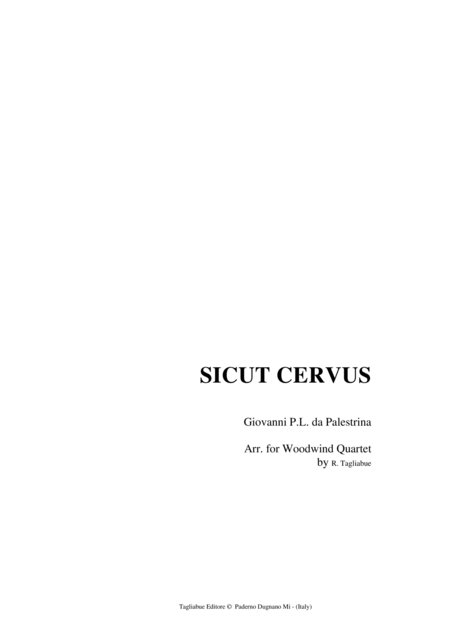 Free Sheet Music Sicut Cervus For Woodwind Quartet With Parts