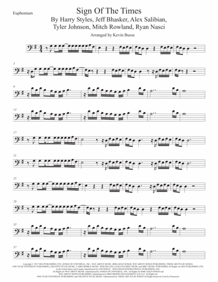 Sign Of The Times Euphonium Sheet Music