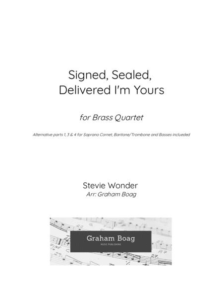 Signed Sealed Delivered I M Yours For Brass Quartet Sheet Music