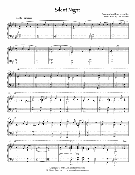 Free Sheet Music Silent Night A Contemporary Piano Solo