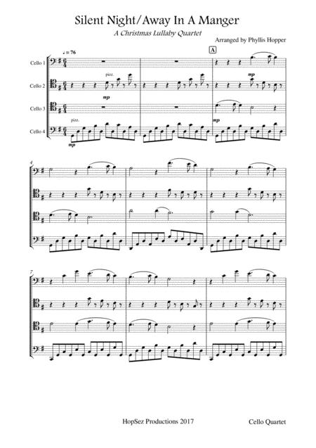 Silent Night Away In A Manger Cello Quartet Sheet Music