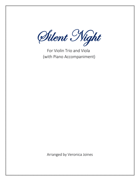 Free Sheet Music Silent Night Beginning Violin Ensemble Optional Viola