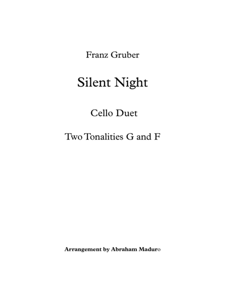 Free Sheet Music Silent Night Cello Duet Two Tonalities Included