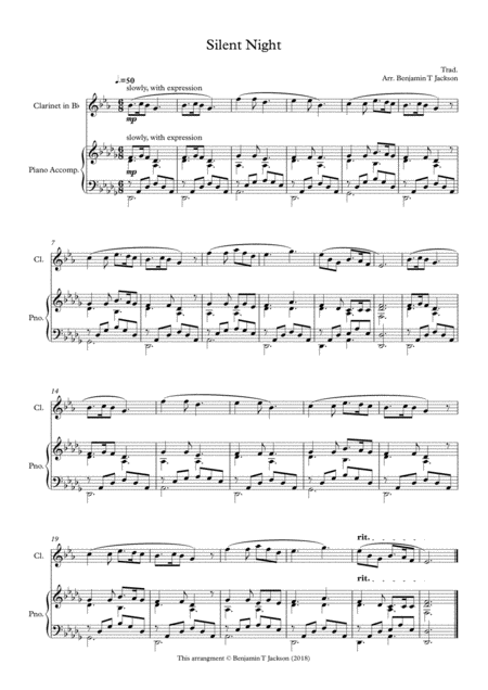 Silent Night Clarinet In Bb Sheet Music