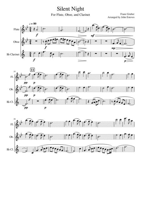 Silent Night Flute Oboe And Clarinet Trio Sheet Music