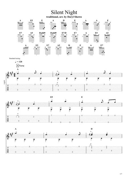 Silent Night For Solo Fingerstyle Guitar Sheet Music