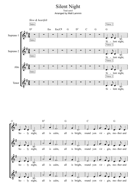 Silent Night Ssat Sheet Music