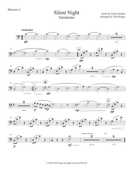 Silent Night Variations Full Orchestra Bassoon 2 Part Sheet Music