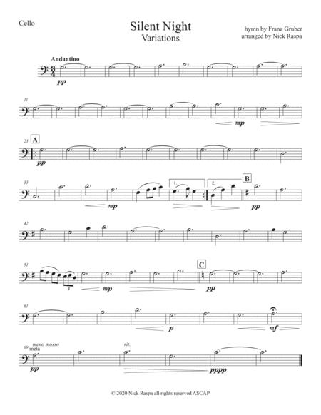 Silent Night Variations Full Orchestra Cello Part Sheet Music