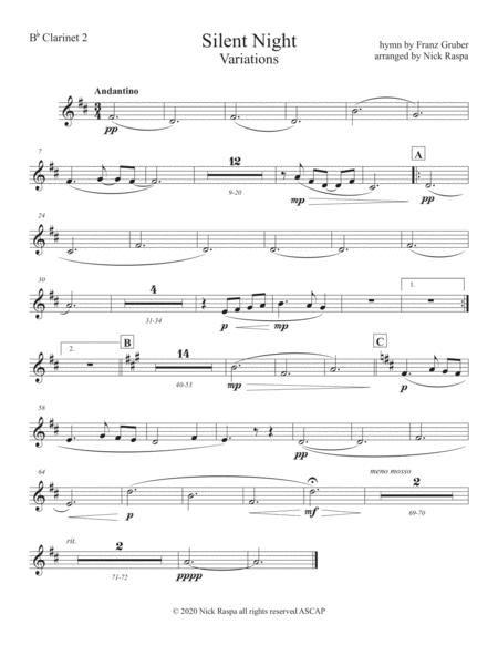 Free Sheet Music Silent Night Variations Full Orchestra Clarinet In B Flat 2 Part