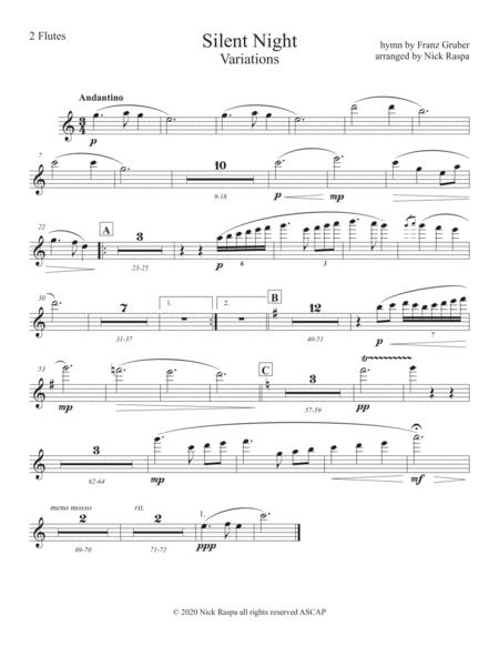 Silent Night Variations Full Orchestra Flute Part Sheet Music