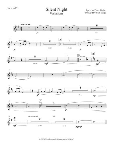 Silent Night Variations Full Orchestra Horn In F 1 Part Sheet Music