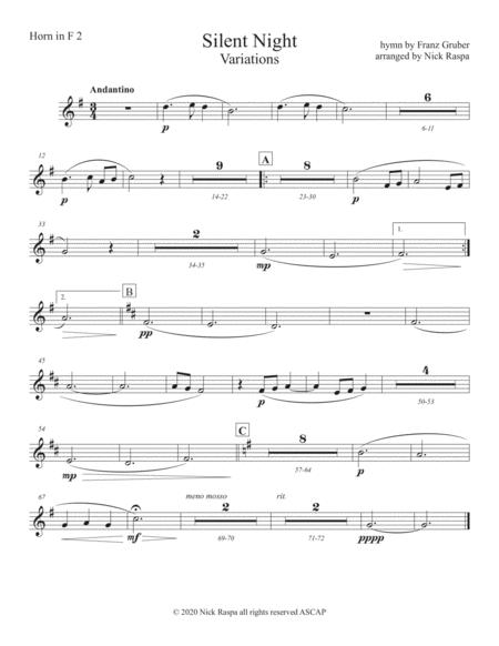 Silent Night Variations Full Orchestra Horn In F 2 Part Sheet Music