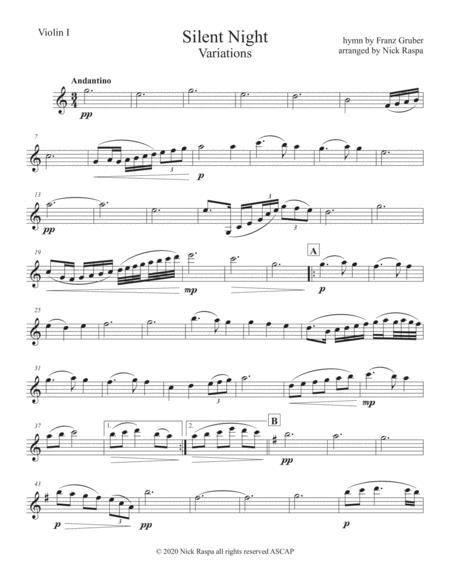 Silent Night Variations Full Orchestra Violin I Part Sheet Music