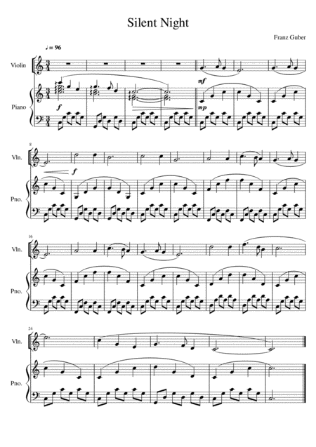 Free Sheet Music Silent Night Violin Solo