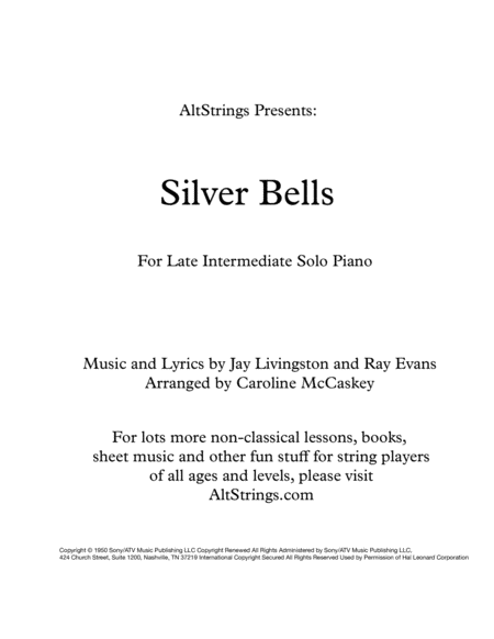 Free Sheet Music Silver Bells Intermediate Piano Solo