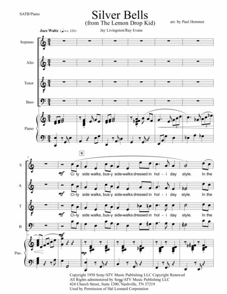 Silver Bells Satb Jazz Choir And Piano Sheet Music