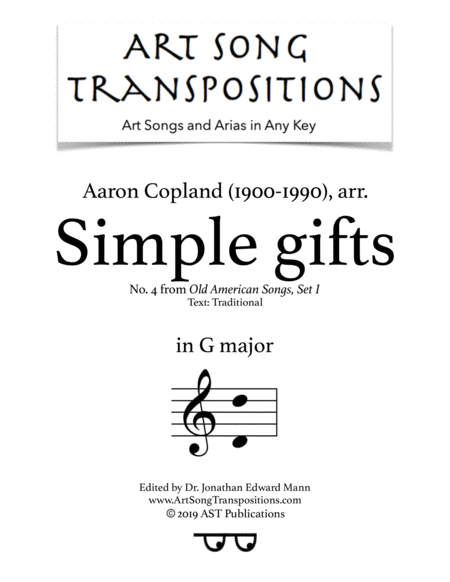 Free Sheet Music Simple Gifts G Major