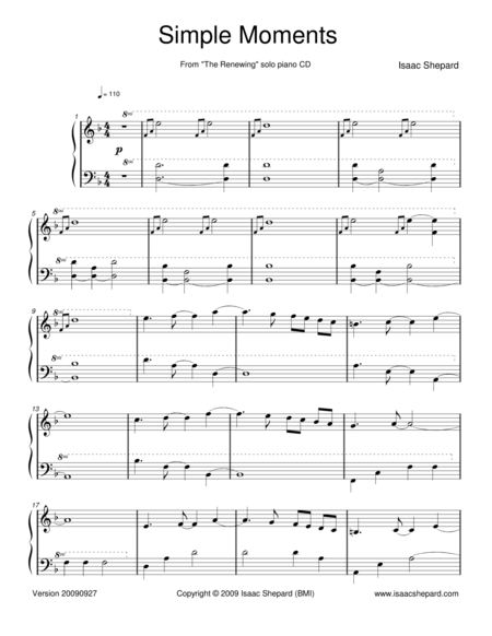 Simple Moments Sheet Music