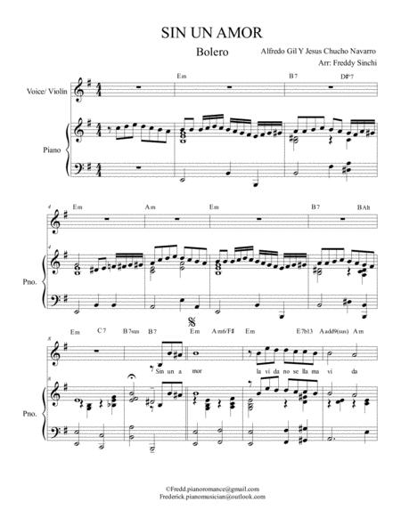 Sin Un Amor Bolero Sheet Music