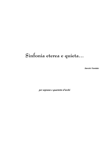 Sinfonia Eterea E Quieta Sheet Music