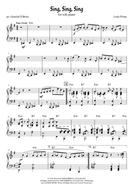 Sing Sing Sing For Solo Piano Sheet Music