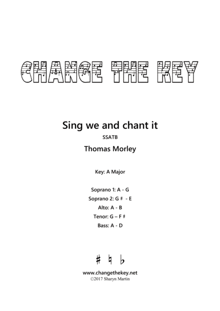 Free Sheet Music Sing We And Chant It A Major