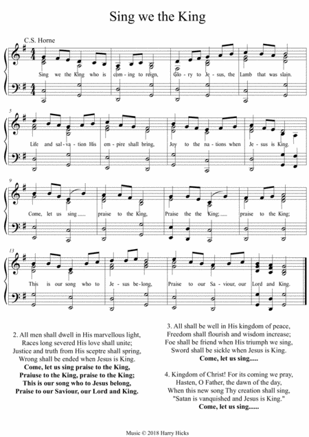 Free Sheet Music Sing We He King A New Tune To A Wonderful Old Hymn