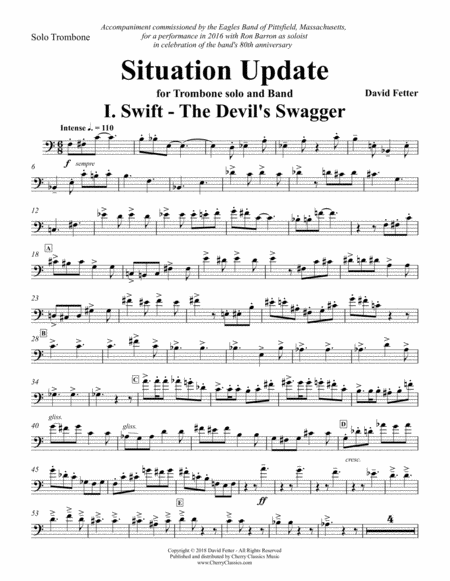 Situation Update Suite In Three Movements For Solo Trombone And Band Sheet Music